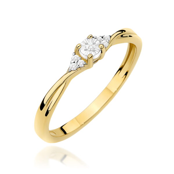 Żółte Złoto Pierścionek z Diamentem 0,01 ct
