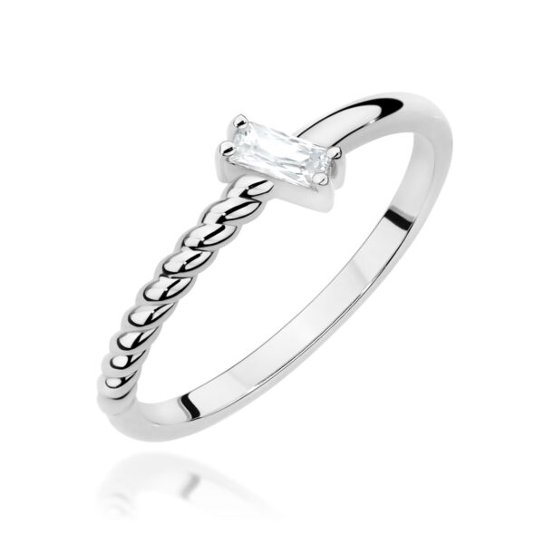 Białe Złoto Pierścionek z Diamentem 0,13 ct