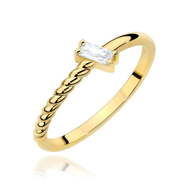 Żółte Złoto Pierścionek z Diamentem 0,13 ct