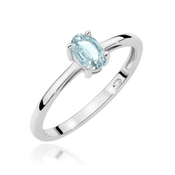 Białe Złoto Pierścionek z Akwamarynem 0,35 ct