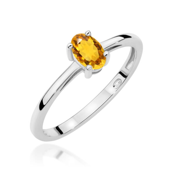 Białe Złoto Pierścionek z Cytrynem 0,60 ct