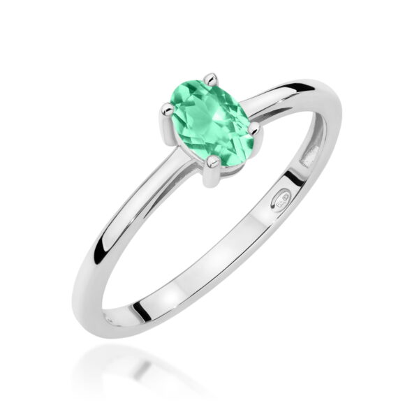 Białe Złoto Pierścionek z Szmaragdem 0,40 ct