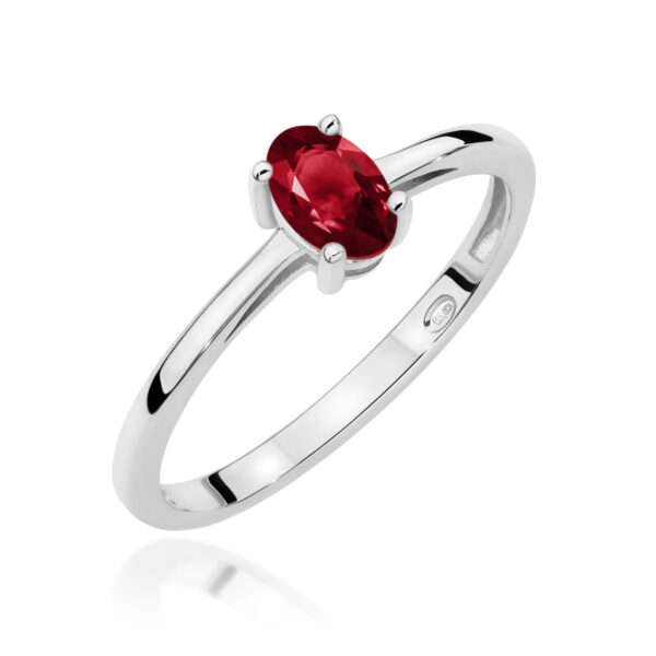 Białe Złoto Pierścionek z Granatem 0,50 ct