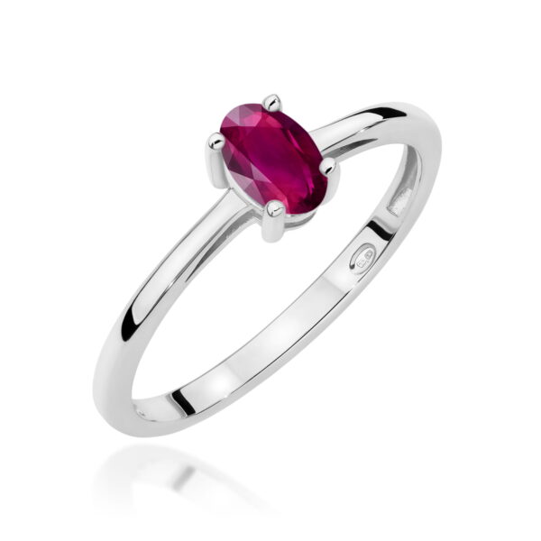 Białe Złoto Pierścionek z Rodolitem 0,50 ct