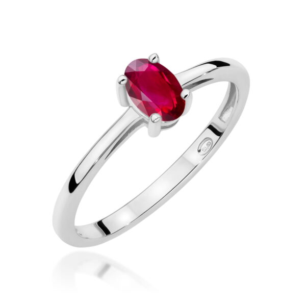 Białe Złoto Pierścionek z Rubinem 0,60 ct
