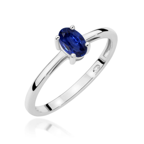 Białe Złoto Pierścionek z Szafirem 0,70 ct