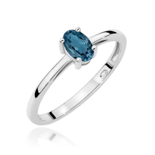 Białe Złoto Pierścionek z Topazem London Blue 0,50 ct