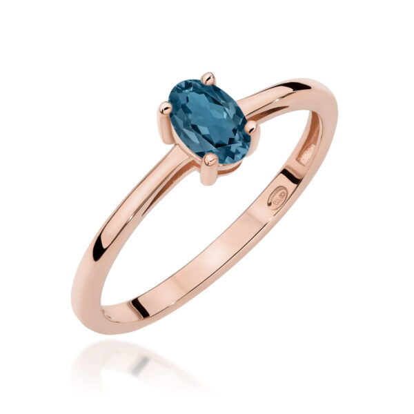 Różowe Złoto Pierścionek z Topazem London Blue 0,50 ct