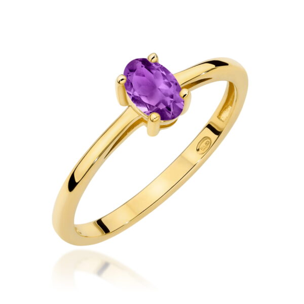Żółte Złoto Pierścionek z Ametystem 0,40 ct
