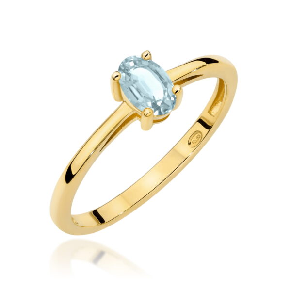 Żółte Złoto Pierścionek z Akwamarynem 0,35 ct
