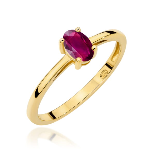Żółte Złoto Pierścionek z Rodolitem 0,50 ct