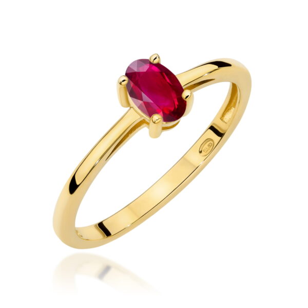 Żółte Złoto Pierścionek z Rubinem 0,60 ct