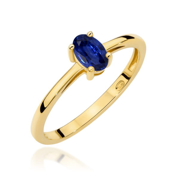 Żółte Złoto Pierścionek z Szafirem 0,70 ct