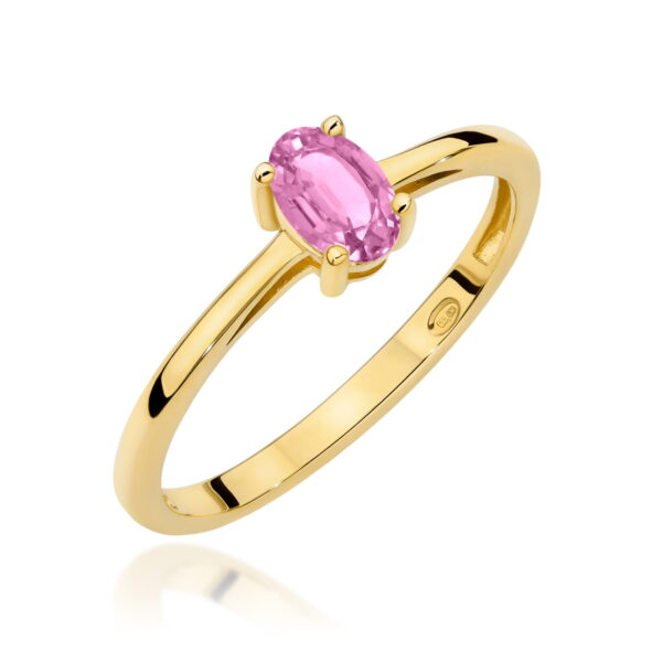 Żółte Złoto Pierścionek z Różowym Szafirem 0,45 ct
