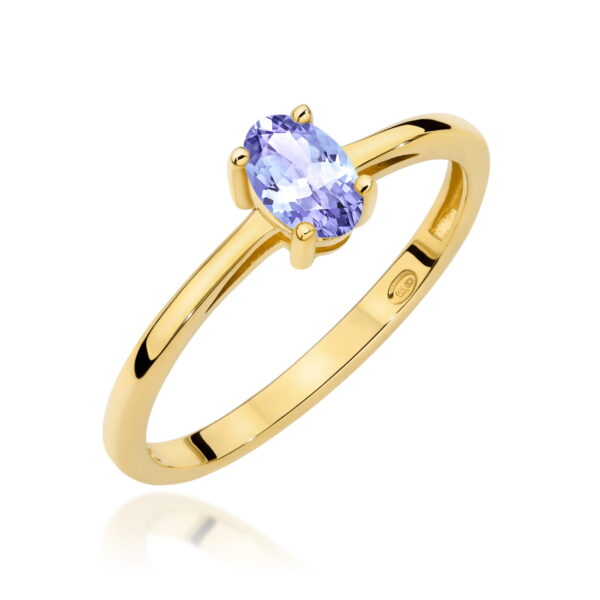 Żółte Złoto Pierścionek z Tanzanitem 0,40 ct