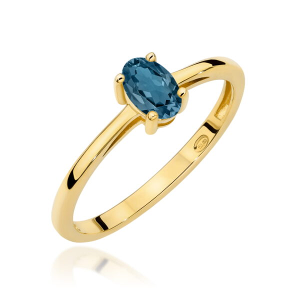 Żółte Złoto Pierścionek z Topazem London Blue 0,50 ct