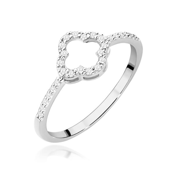 Białe Złoto Pierścionek z Diamentami 0,14 ct