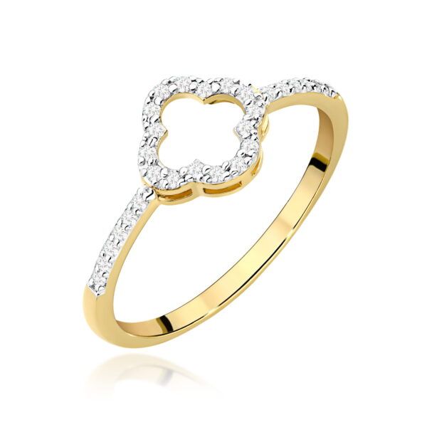 Żółte Złoto Pierścionek z Diamentami 0,14 ct