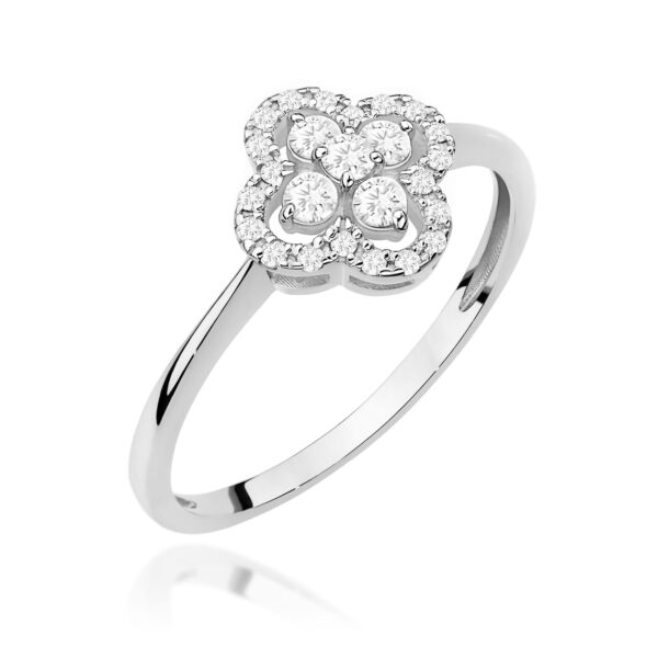 Białe Złoto Pierścionek z Diamentami 0,25 ct