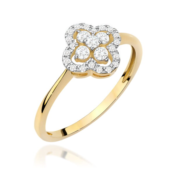 Żółte Złoto Pierścionek z Diamentami 0,25 ct