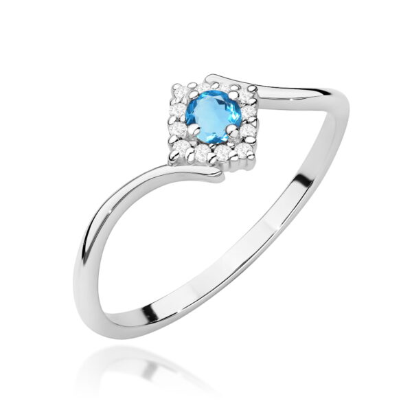 Białe Złoto Pierścionek z Topazem Swiss 0,15 ct