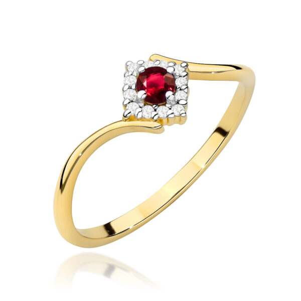 Żółte Złoto Pierścionek z Rubinem 0,15 ct
