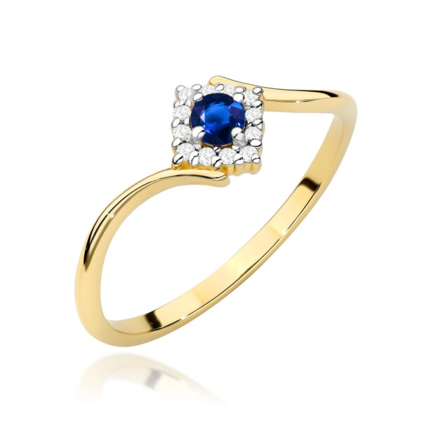 Żółte Złoto Pierścionek z Szafirem 0,15 ct