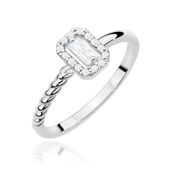 Białe Złoto Pierścionek z Diamentem 0,13 ct