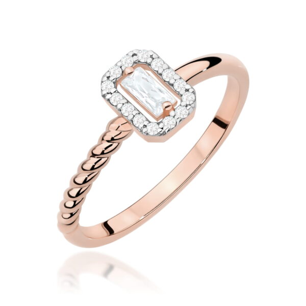 Różowe Złoto Pierścionek z Diamentem 0,13 ct