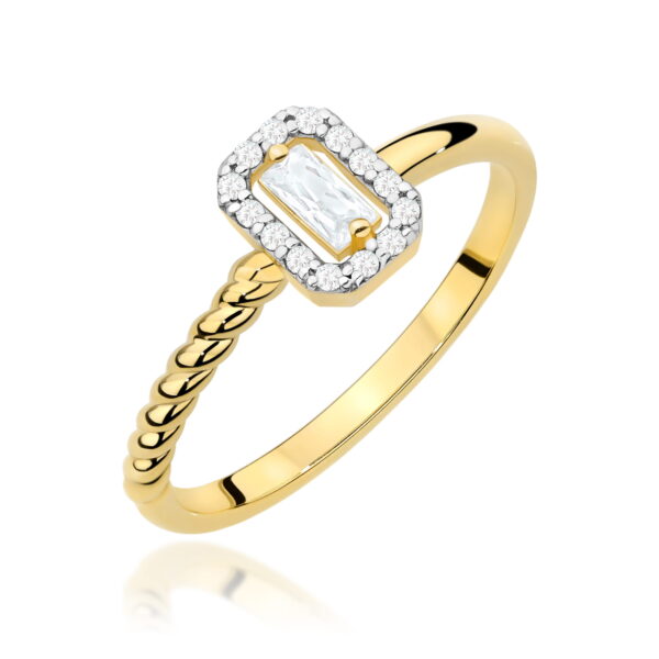 Żółte Złoto Pierścionek z Diamentem 0,13 ct