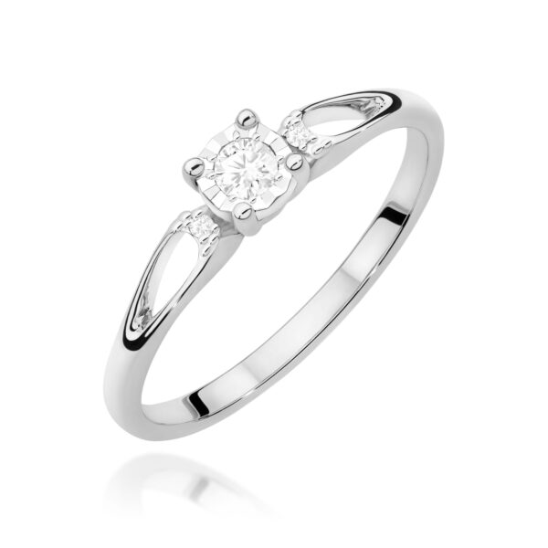 Białe Złoto Pierścionek z Diamentem 0,08 ct