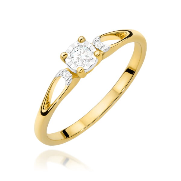 Żółte Złoto Pierścionek z Diamentem 0,08 ct