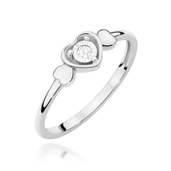 Białe Złoto Pierścionek z Diamentem 0,03 ct