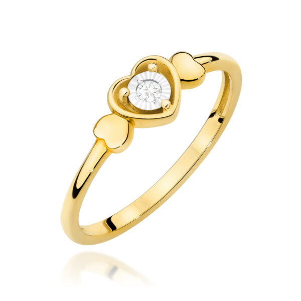 Żółte Złoto Pierścionek z Diamentem 0,03 ct