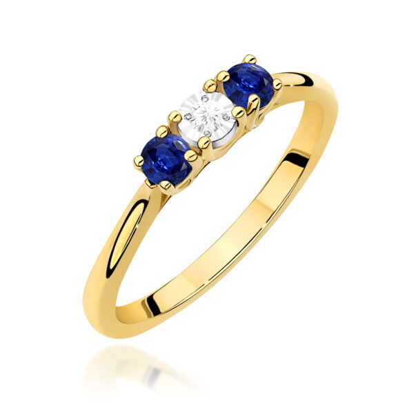 Żółte Złoto Pierścionek z Diamentem 0,03 ct