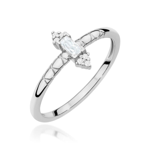 Białe Złoto Pierścionek z Diamentem 0,13 ct