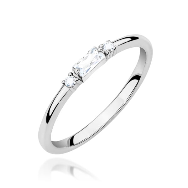 Białe Złoto Pierścionek z Diamentem 0,13 ct