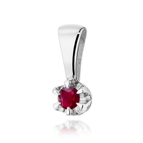 Białe Złoto Zawieszka z Rubinem 0,15 ct