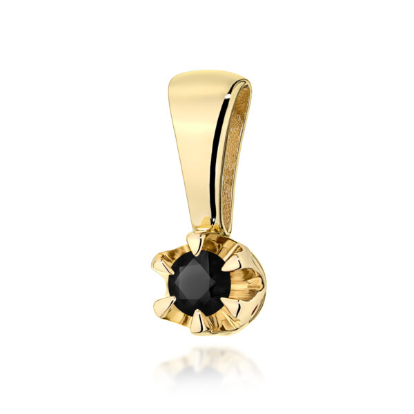 Żółte Złoto Zawieszka z Czarnym Diamentem 0,12 ct