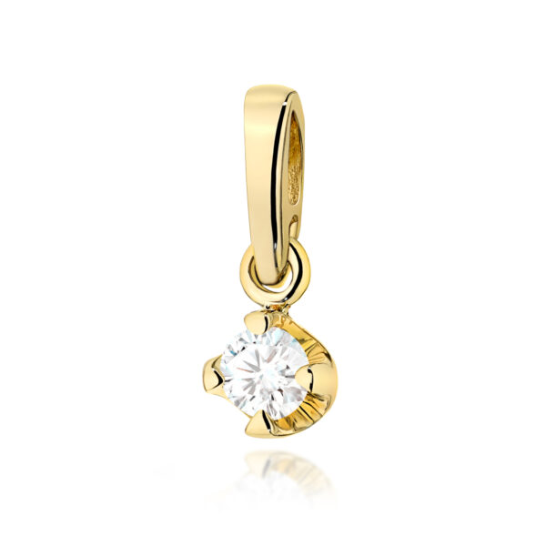 Żółte Złoto Zawieszka z Diamentem 0,10 ct