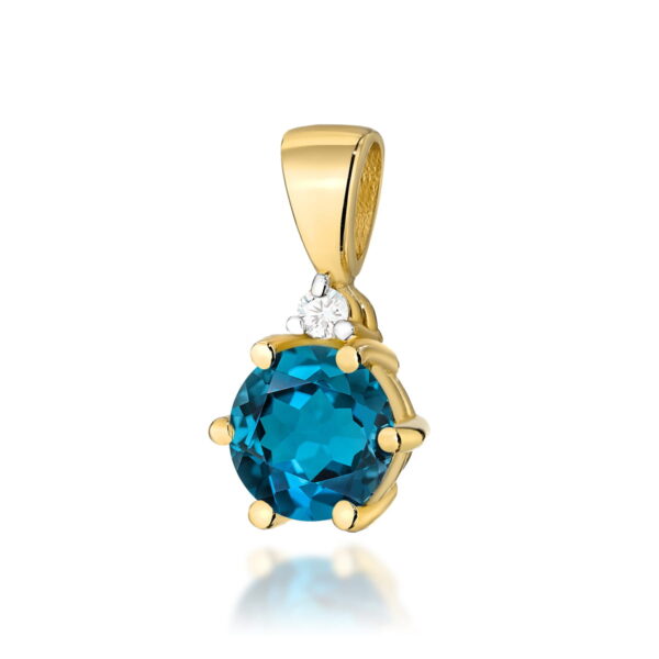Żółte Złoto Zawieszka z Topazem London Blue 0,50 ct