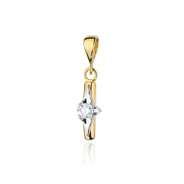 Żółte Złoto Zawieszka z Diamentem 0,10 ct