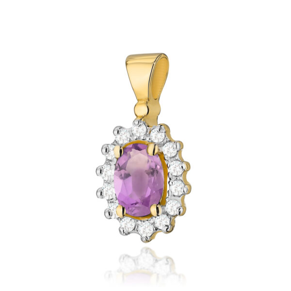 Żółte Złoto Zawieszka z Ametystem 0,40 ct