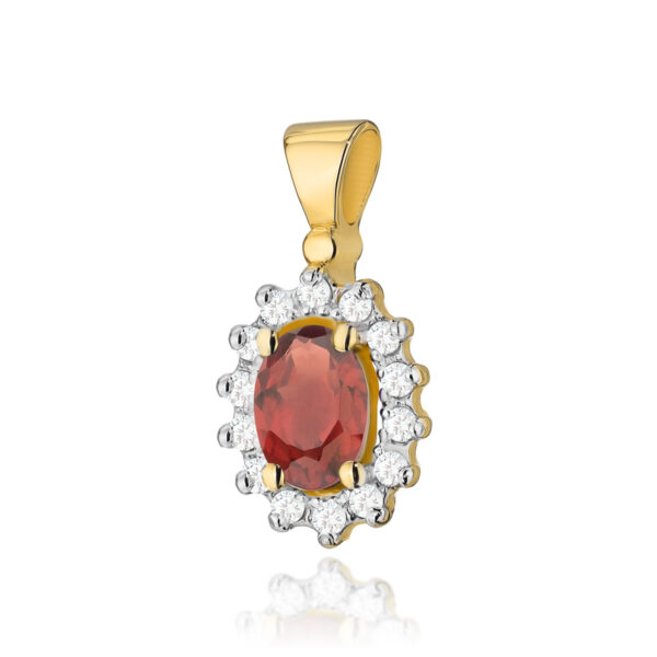 Żółte Złoto Zawieszka z Granatem 0,50 ct