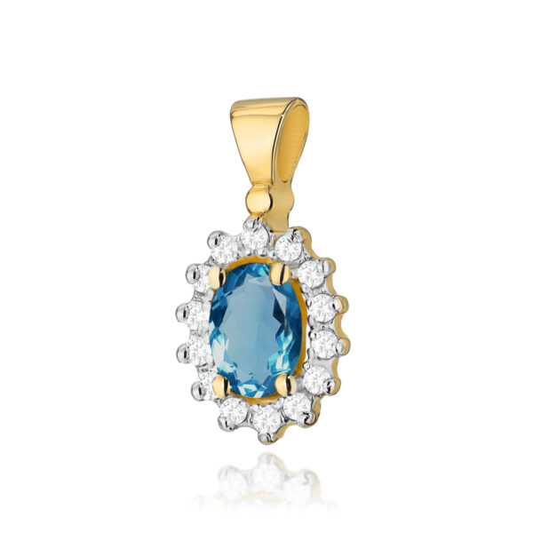 Żółte Złoto Zawieszka z Topazem London Blue 0,50 ct