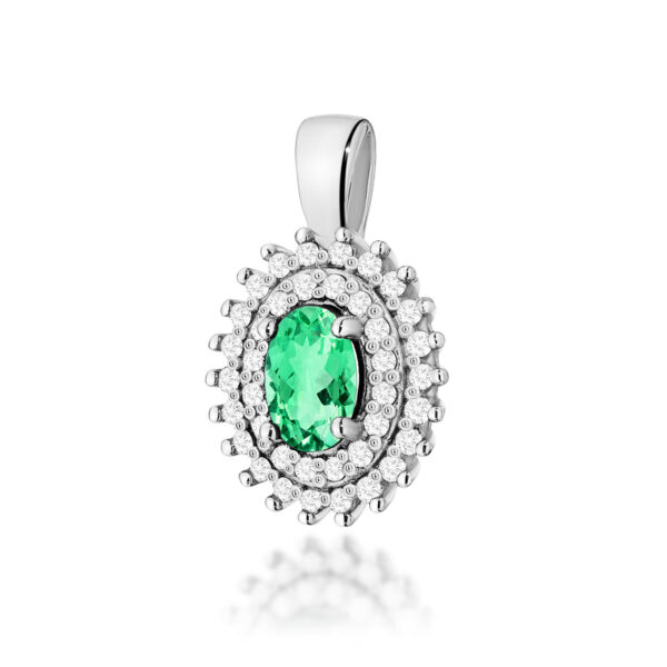 Białe Złoto Zawieszka z Szmaragdem 0,40 ct