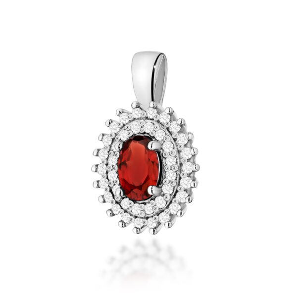 Białe Złoto Zawieszka z Granatem 0,50 ct