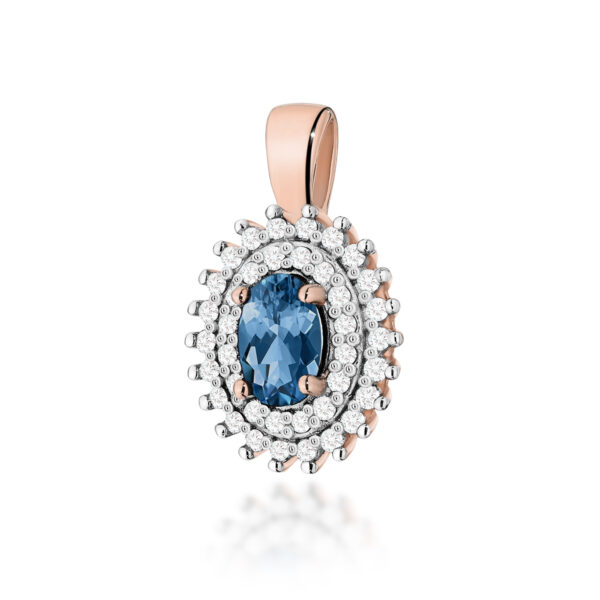 Różowe Złoto Zawieszka z Topazem London Blue 0,50 ct