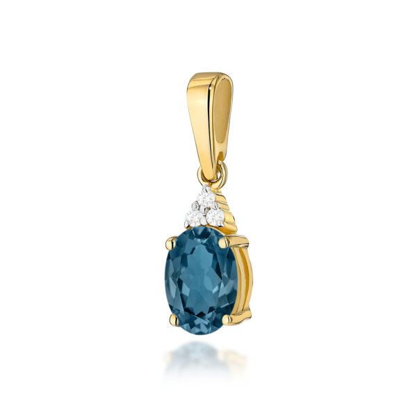 Żółte Złoto Zawieszka z Topazem London Blue 0,85 ct