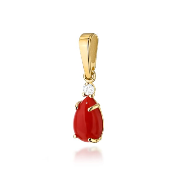 Żółte Złoto Zawieszka z Koralem 0,65 ct